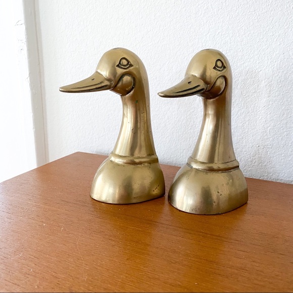 VINTAGE 🦆 MCM Goldtone Brass Duck Bookends - Picture 6 of 6
